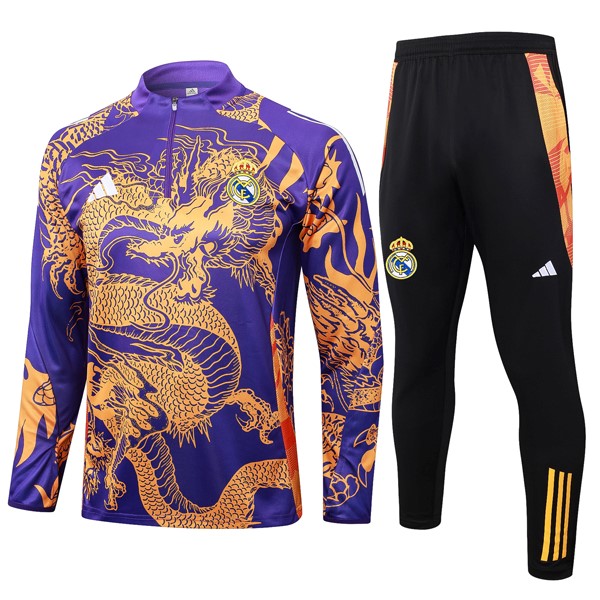 Sudadera De Training Real Madrid 2024 2025 Purpura Amarillo 3